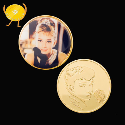 

British actress audrey Hepburn commemorative coin gold-plated love coin