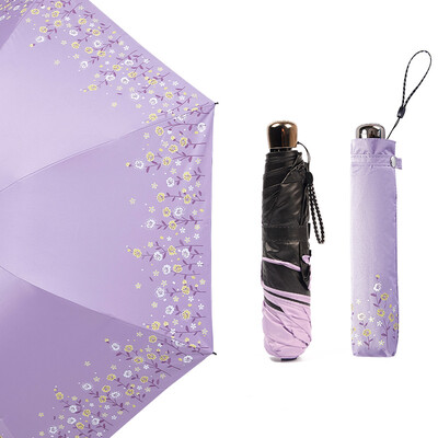 

Red leaf umbrella black plastic sun umbrella ultra light tri-fold pencil umbrella sun umbrella umbrella purple JD9906