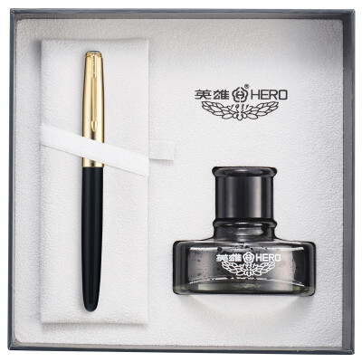 

Hero HERO 120 gold-plated grid cap 12K gold tip pen ink pen gold pen ink gift box black