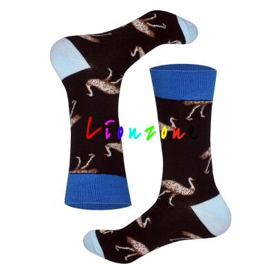 

LIONZONE 2018 New Arrived Happy Socks Neutral Lovers Crazy Animals Cactus Kangaroo Penguin Tiger Design Combed Cotton Socks