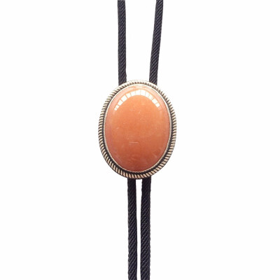 

New Original Vintage Sterling Silver 925 Nature Red Aventurine Stone Bolo Tie