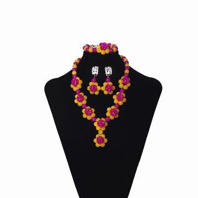 

Conceived Novelty Big Red And Yellow Beads Braided Wedding Jewelry Set Nigerian Necklace African Beads Jewelry Set For Women