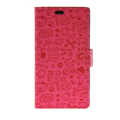 

MOONCASE Cute Little Witch Leather Side Flip Wallet Card Holder Stand Pouch ЧЕХОЛ ДЛЯ Sony Xperia M4 Aqua Hot pink