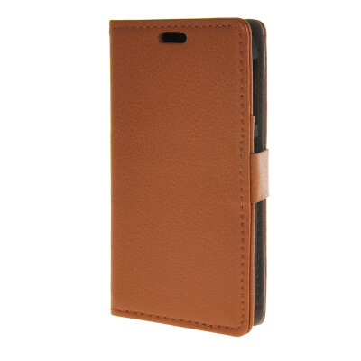 

MOONCASE Litch Skin Leather Card Slot Wallet Bracket Back Case Cover for HTC Desire 320 D320 Brown