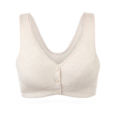 

Small nurse bra middle-aged no steel ring cotton bra underwear large size front buckle mother vest bra underwear SMB018 light pink 44