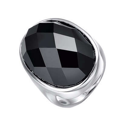 

Yoursfs Black Stone Ring Stainless Steel Rins Silver Plated Black Stone CZ Wedding Band Ring for Women