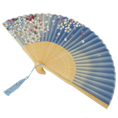 

UpperX Chinese Folding Hand Held Fan Wedding Dancing Party Prom Blue