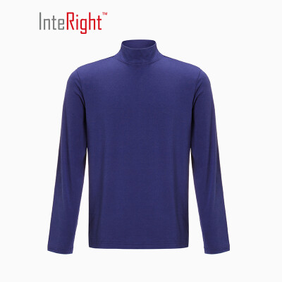 

INTERIGHT Mens Soft Bamboo Cotton Half Turtleneck Joker Long Sleeve T-Shirt Deep Lake Blue