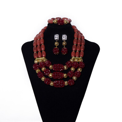 

Purple Imitation Coral Jewelry Set For African Women Nigerian Wedding Beads African Crystal Jewelry Bridal Statement Necklace