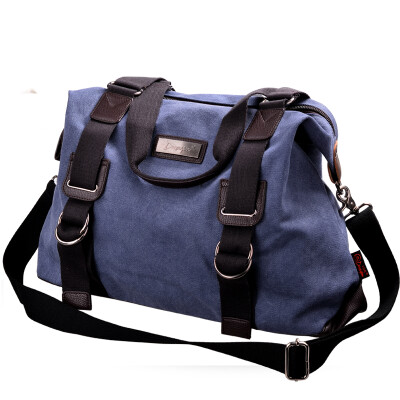 

Bean Drums Canvas Shoulder Messenger Bag Korean Casual Men's Bag Handbag Travel Bag Big Bag G47903 Blue