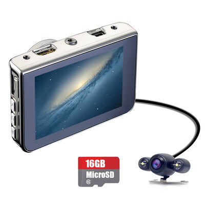 

REXING D5 Front&rear dual recording vehicle recorder 19201080P HD night vision wide-angle dual-core processor SHARP screen 4X zoom 16G TF card included