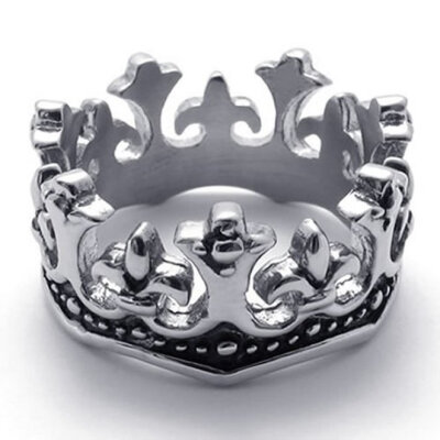 

Hpolw Maya Vintage Queen Crown Stainless Steel hiphop punk ringWedding Engagement Rings Silver&BlackWidth 12mm 0