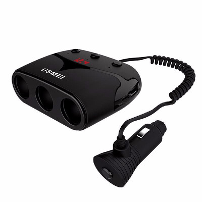 

USMEI Multi-functional Car Chargers 3-Socket Splitter Power Adapter with LCD Display Dual Type-C Ports & 31A Dual USB Charging P