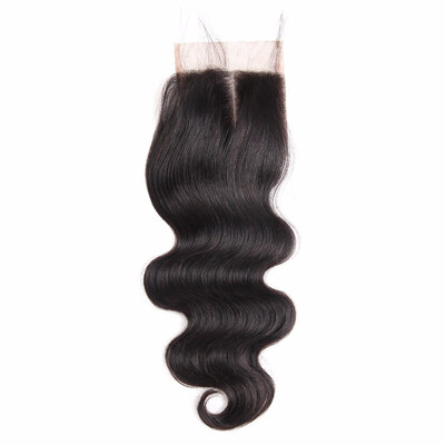 

HCDIVA Lace Closure Body Free Middle Three Part Lace Closure Brazilian Virgin Human Hair Natural Black