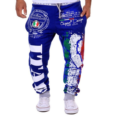 

Zogaa Mens Pant Sports Italy flag Printing Casual