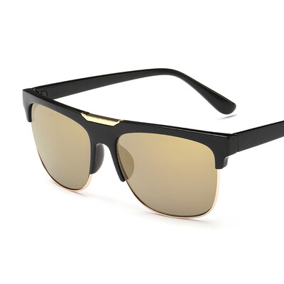 

FEIDU Retro Half Frame Sunglasses Men Classic UV400 Half Metal Fishing Driving Glass Mirror Sun Glasses For Men Oculos De Sol