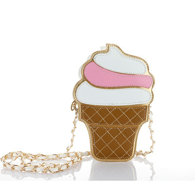 

Cute Cartoon Women bag Ice Cream Cupcake Shape Mini Shoulder Bag Metal Chain Mobile Keys Coin crossbody Messenger Bag
