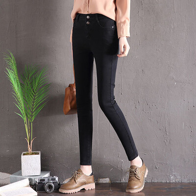 

Long Yue Womens Jeans Women 2018 Autumn New Korean High Waist Pencil Pants Slim Stretch Pants LWKN187211 Black 27