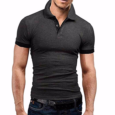 

Mens Fashion Personality Cultivating Short-sleeved Shirt POLO Solid Color Summer V-neck Tops