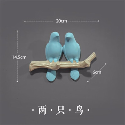 

European pastoral resin birds decoration frame crafts stereo birds hook porch door wall decorations coat hook key holder