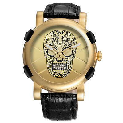 

Pirate Skeleton Skull Quartz Men Watches Luxury Waterproof Leather Men Sports Watch Relogio Masculino