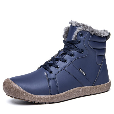 

Men Hiking Shoes Winter Plush Warm Snow Boots WideCDW Lace Up Men High-top Winter Sneakers