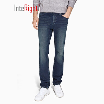 

INTERIGHT imitation knit touch slim version micro-elastic mens jeans dark blue 32 yards L