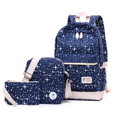

Teens Backpack Set Canvas Girls School Bags Bookbags 3 in 1