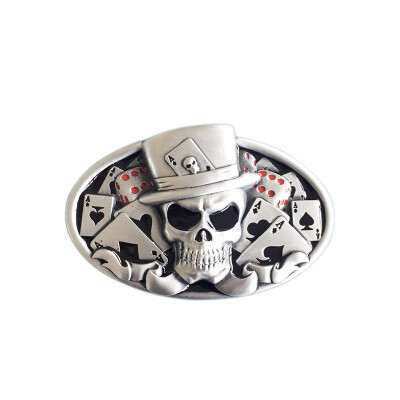 

New Original Enamel Dice Skull Tattoo Poker Casino Oval Vintage Belt Buckle Gurtelschnalle Boucle de ceinture