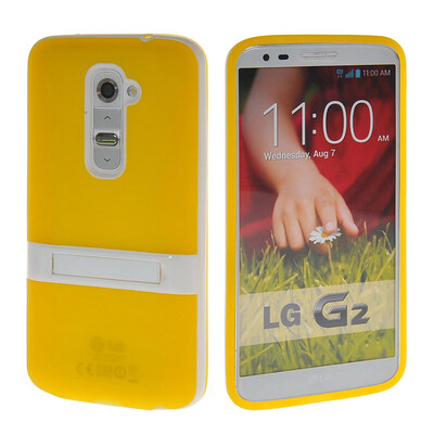 

MOONCASE Мягкие гибкие силиконовый гель ТПУ кожи с Kickstand чехол для LG G2 желтый