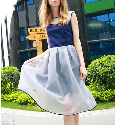 

Lovaru ™ 2015 summer new European and American women's chiffon organza dress was thin sleeveless princess tutu skirt Slim