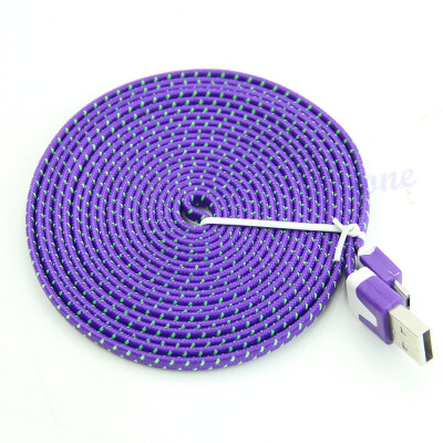 

1M 2M 3M Dual Color Strong Flat Braided Nylon Micro USB Charger Sync Data Cable For Samsung Sony HTC