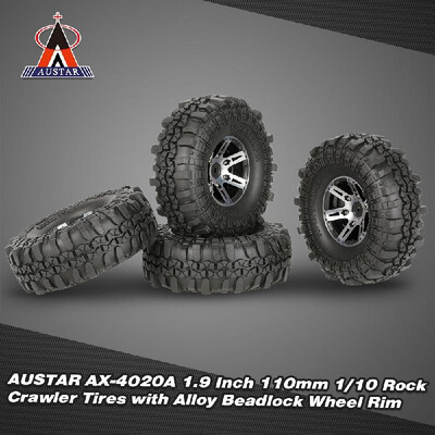 

4Pcs AUSTAR AX-4020E 19 Inch 110mm 110 Rock Crawler Tires with Beadlock Wheel Rim for D90 SCX10 AXIAL RC4WD TF2 RC Car
