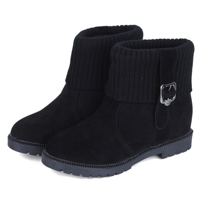 

FOUR AM WOMENS WINTER WARM COMFORTABLE SNOW BOOTS CLASSIC WOOLEN ANKLE BOOTS SUEDE LEATHER PLATFORM SHOES WOMAN FLAT HEELS