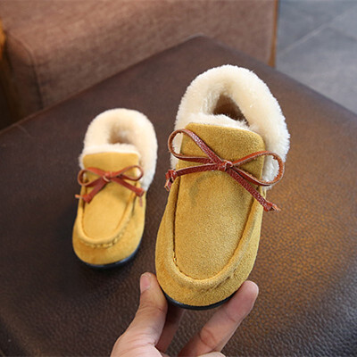 

2018 New Fashion Kids Shoes Winter Children Plush Warm Sneakers Baby Shoes Boys Girls Non-slip Soft Boat Shoes Size 21-30