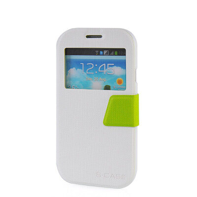 

MOONCASE View Window Leather Side Flip Pouch Ultra Slim Shell Back Case Cover for Samsung Galaxy Grand Duos i9080 i9082 White