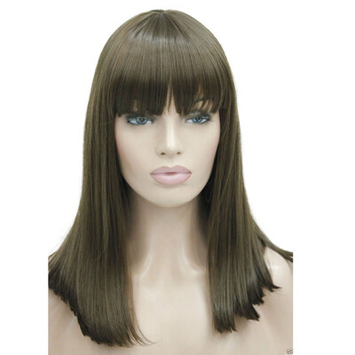 

StrongBeauty Black Medium Length Heat ok Dot Skin Top Synthetic Full Wig