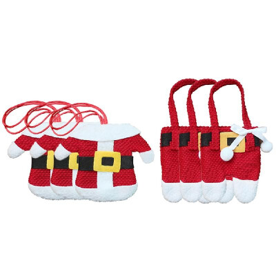 

3 Sets of Christmas Santa Suit Coats Pants Style Cutlery Holders Fork Knife Spoon Bags Pocekts Set Christmas Decor Oranments