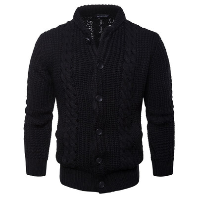

AOWOFS mens solid color knit cardigan sweater coat spot foreign trade YM020