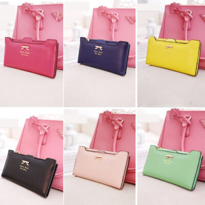 

Korean Version of sweet&cute bow Multi- Card Handbag Ms Long Wallet