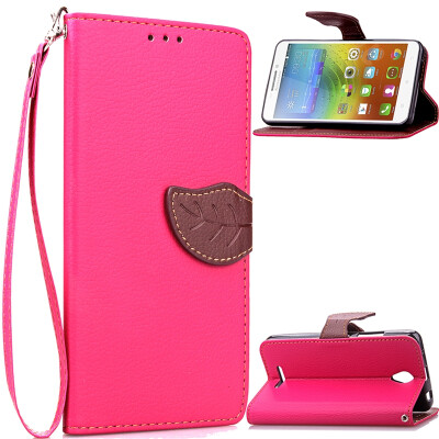 

MOONCASE [Leaves Magnetic] Wrist Strap Flip PU Leather Wallet Card Pouch Bracket Stand Back Case Cover for Lenovo A5000