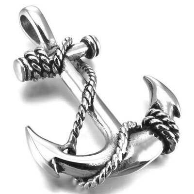 

Hpolw Mens Stainless Steel Pendant Necklace Silver Anchor Nautical Vintage -with 23 inch Chain