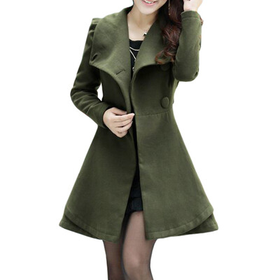 

CT&HF Women Leisure Fashion Woollen Coat Korean Temperament Elegant Pure Color Long Sleeve Coat Winter Thickening Contracted Top