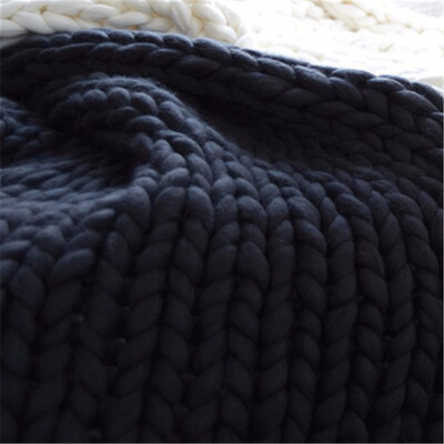 

Crocheted BedSofa Blanket Hand Weaving Linen Chunky Winter Fleece Wool Knitted Giant Thick Yarn Bulky Knitting Throw Blankets