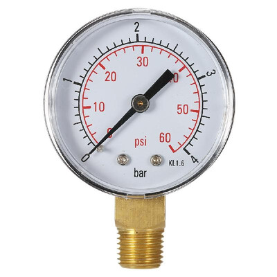

Pressure Measurement 50mm 015psi 01bar Pool Filter Water Pressure Dial Hydraulic Pressure Gauge Meter Manometer 14" NPT Thread