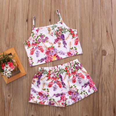 

Floral Kids Baby Girls Outfits Crop Tank Vest TopShorts Bottom 2PCS Set