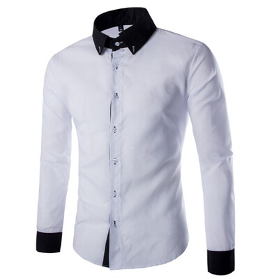 

Zogaa Mens Shirt Pure Color Slim Splice