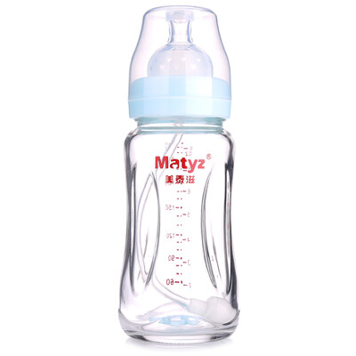 

Mei Tai Zi Matyz full antibody wide caliber glass bottle neonatal baby glass bottle 240ML MZ-0620 blue