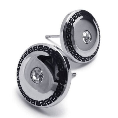 

Hpolw Stainless Steel Mens Stud Earrings Set 2pcs Color Silver Black