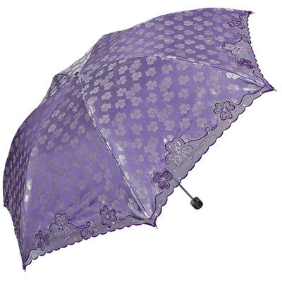 

Jingdong Supermarket Paradise umbrella full of sunshine stickers decorated with sequins San Yehua three fold embroidery pencil sunny umbrella dark powder 33211E